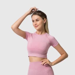 Women Seamless Yoga Shirt Fitness Short Sleeve Crop Top Workout Tops Gym Clothes For Women Running Sport T-shirts Sportswear