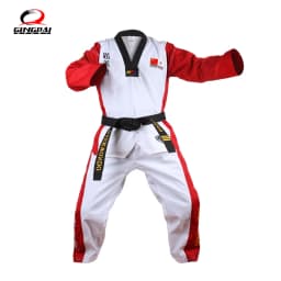 High Quality Black Red Taekwondo Uniform Training Taekwondo Suits Embroidery Uniforms Poomsae Dobok WTF Approved Size 160-190cm