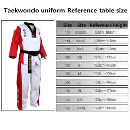 High Quality Black Red Taekwondo Uniform Training Taekwondo Suits Embroidery Uniforms Poomsae Dobok WTF Approved Size 160-190cm