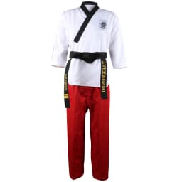High Quality Black Red Taekwondo Uniform Training Taekwondo Suits Embroidery Uniforms Poomsae Dobok WTF Approved Size 160-190cm