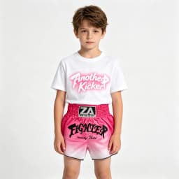 Pink Gradient Muay Thai Shorts Shiny Satin Elastic Waist Boxing Trunks Lightweight MMA Kickboxing Sparring Pants Men Women Kids
