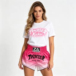 Pink Gradient Muay Thai Shorts Shiny Satin Elastic Waist Boxing Trunks Lightweight MMA Kickboxing Sparring Pants Men Women Kids