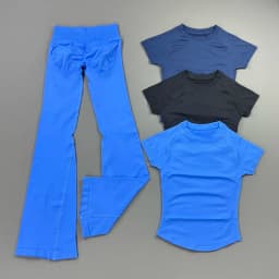 2Pcs Workout Flare Leggings Set Bodycon Short Sleeve Top Seamless Yoga Flared Pants Set Quick Dry Gym Workout Sports Tops Suit