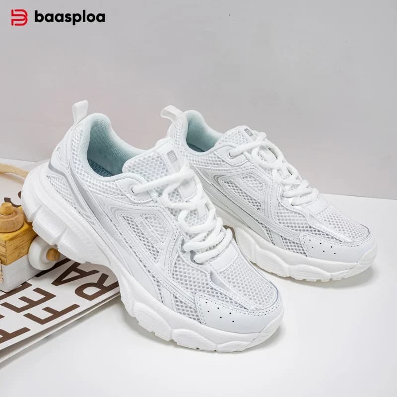 Baasploa Women Mesh Sneakers Lightweight Training Shoes Comfortable Walking Trainers Fashion Athletic Footwear 35-42