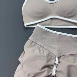 2 Piece Yoga Set Women Contrast Trim V Neck Thin Strap Sports Bra High Waist Cuff Binding Leggings Soft Stretch Gym Workout Suit