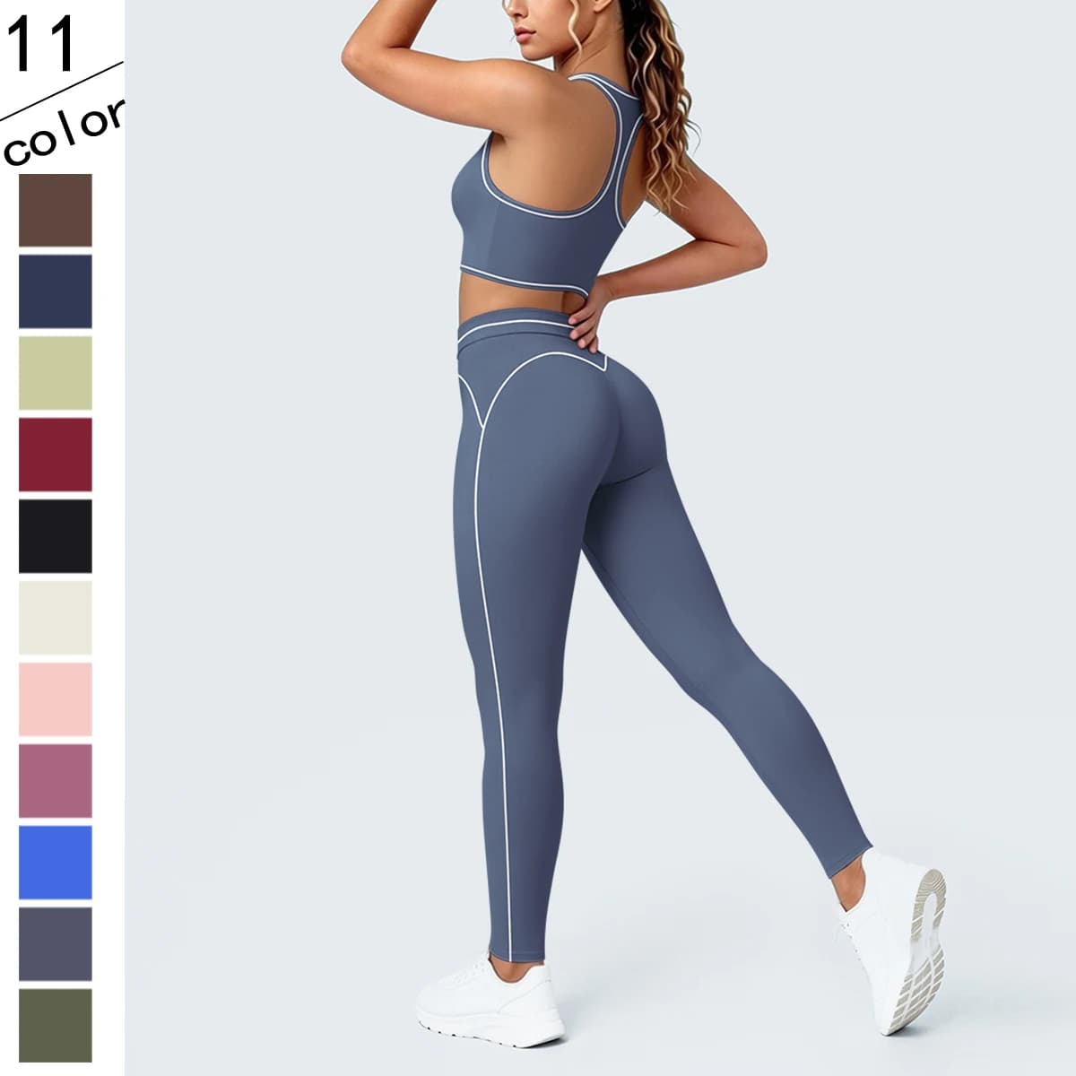 Hamidou New Yoga Set for Woman's Slim Casual Sexy I-shaped Vest with Chest Pad High Waisted Push Up Fitness Pants Woman Yoga Set