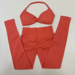Seamlessyoga Set Women Workout Scrunch Leggings Set Strappy Halter Sports Bra Fitness Gym Clothing Workout Set 2 Pieces