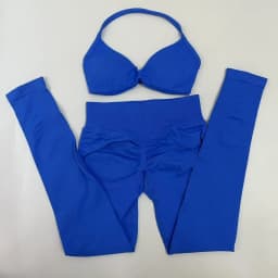 Seamlessyoga Set Women Workout Scrunch Leggings Set Strappy Halter Sports Bra Fitness Gym Clothing Workout Set 2 Pieces