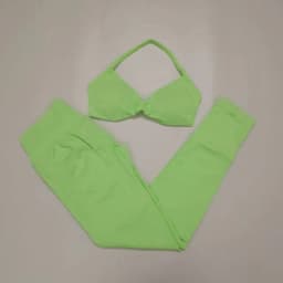 Seamlessyoga Set Women Workout Scrunch Leggings Set Strappy Halter Sports Bra Fitness Gym Clothing Workout Set 2 Pieces