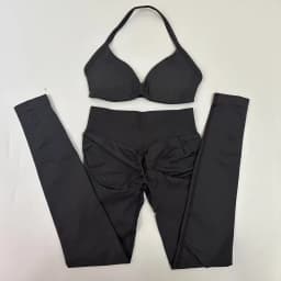 Seamlessyoga Set Women Workout Scrunch Leggings Set Strappy Halter Sports Bra Fitness Gym Clothing Workout Set 2 Pieces