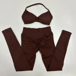 Seamlessyoga Set Women Workout Scrunch Leggings Set Strappy Halter Sports Bra Fitness Gym Clothing Workout Set 2 Pieces