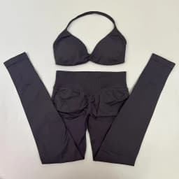 Seamlessyoga Set Women Workout Scrunch Leggings Set Strappy Halter Sports Bra Fitness Gym Clothing Workout Set 2 Pieces