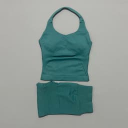 2 Pieces Shorts Yoga Set Women Backless Halter Tops High Waist Seamless Shorts Gym Suit Fitness Sportswear Workout Sets