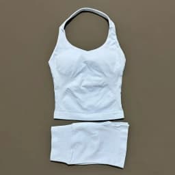 2 Pieces Shorts Yoga Set Women Backless Halter Tops High Waist Seamless Shorts Gym Suit Fitness Sportswear Workout Sets