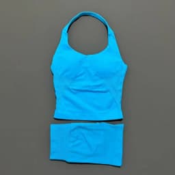 2 Pieces Shorts Yoga Set Women Backless Halter Tops High Waist Seamless Shorts Gym Suit Fitness Sportswear Workout Sets