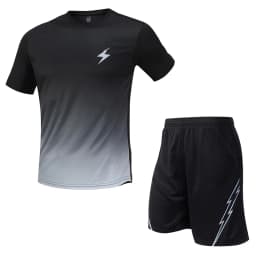 Man Gym Sets Outdoor Running Sports 2Pcs Summer Men Tshirt Tennis Shorts Breathable Fashion Quick Drying Prints Causal Suit