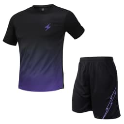 Man Gym Sets Outdoor Running Sports 2Pcs Summer Men Tshirt Tennis Shorts Breathable Fashion Quick Drying Prints Causal Suit