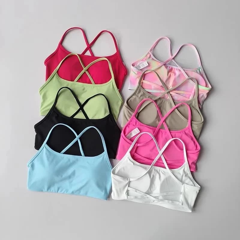 Women's Cross Back Sports Bra Shock Resistant Gathered Sexy Gym Running Bra Summer Yoga Vest Outdoor Comfortable Fitness Wear
