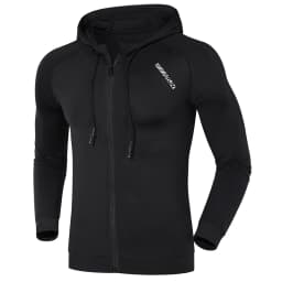 Men Running Sports Jackets Gym Training Zipper Slim Hiking Sweatshirts Comfortable Elastic Quick Dry Fitness Long Sleeve Hooded
