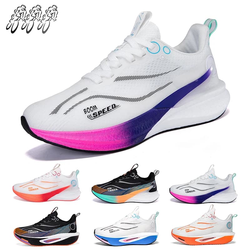 Men Running Shoes Professional Marathon Carbon Board Running Shoes Shock Absorption Stable Support Women Breathable Sports Shoes