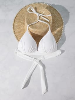 Pure white spaghetti swimsuit split bikini top