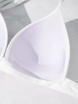 Pure white spaghetti swimsuit split bikini top