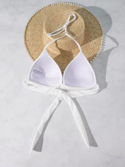 Pure white spaghetti swimsuit split bikini top