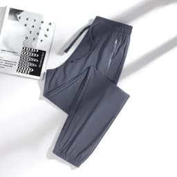 New High Quality Ice Silk Men's Women's Pants Summer Thin Loose Quick Drying Breathable Sports Straight Leg Tie Casual Pants