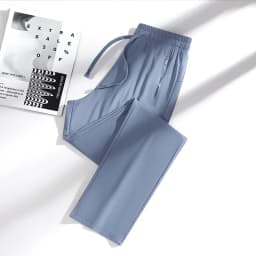 New High Quality Ice Silk Men's Women's Pants Summer Thin Loose Quick Drying Breathable Sports Straight Leg Tie Casual Pants