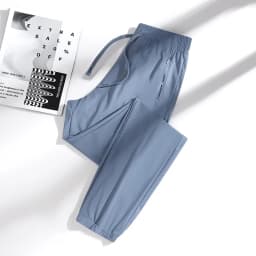 New High Quality Ice Silk Men's Women's Pants Summer Thin Loose Quick Drying Breathable Sports Straight Leg Tie Casual Pants