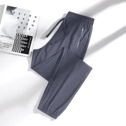 New High Quality Ice Silk Men's Women's Pants Summer Thin Loose Quick Drying Breathable Sports Straight Leg Tie Casual Pants