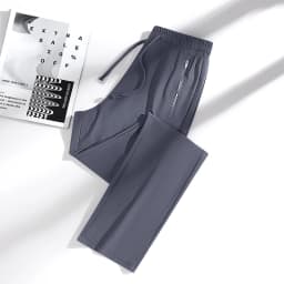 New High Quality Ice Silk Men's Women's Pants Summer Thin Loose Quick Drying Breathable Sports Straight Leg Tie Casual Pants