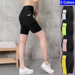 2026 Women's Yoga Pants Gym Pants Sports Running Shorts Quick Dry Leggings Cycling Push-Ups Safety Panties with Side Pockets