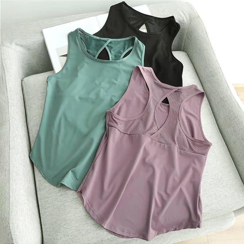 Summer Quick Dry Tank Top Thin Section Mesh Backless Loose Casual Versatile Camisole Yoga Sports T-Shirt Fitness Running Vest