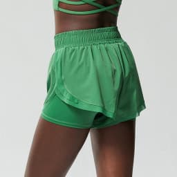 Women Summer Running Shorts Solid Color 2 In 1 Gym Yoga Short Breathable Quick Dry Short Sportswear Female Workout Clothes