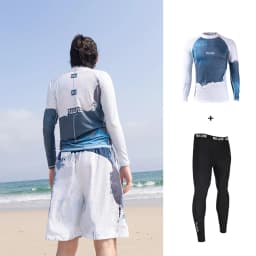 Nu-June Surfing Rash Guard Men Swimwear Long Sleeve Swimsuit Mens Rashguard Two-Pieces Surf Shirt For Swimming UPF50 Protect