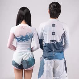 Nu-June Surfing Rash Guard Men Swimwear Long Sleeve Swimsuit Mens Rashguard Two-Pieces Surf Shirt For Swimming UPF50 Protect