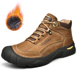 HIKEUP Men's Outdoor Hiking Shoes Cow Leather Winte Boot Waterproof Non-Slip Trekking Sneakers Durable Sports Protecting the toe