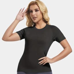 Graphic Print Compression Shirt for Women Summer Athletic Short Sleeve Baselayers Tops Gym Workout Running Quick Dry T-Shirts
