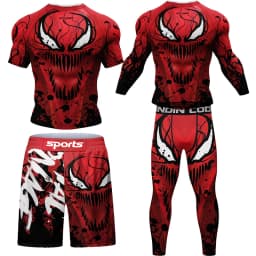 New Men MMA Compression T-shirt Muay Thai Shorts Spartan 4pcs/Set Rashguard Jiu Jitsu Shirts Clothing Bjj Boxing Boxe Sport Suit