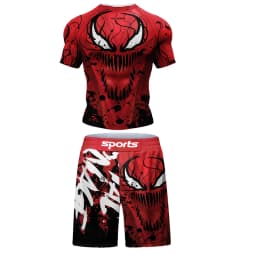 New Men MMA Compression T-shirt Muay Thai Shorts Spartan 4pcs/Set Rashguard Jiu Jitsu Shirts Clothing Bjj Boxing Boxe Sport Suit