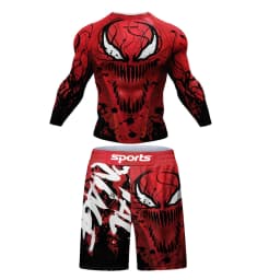 New Men MMA Compression T-shirt Muay Thai Shorts Spartan 4pcs/Set Rashguard Jiu Jitsu Shirts Clothing Bjj Boxing Boxe Sport Suit