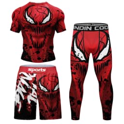 New Men MMA Compression T-shirt Muay Thai Shorts Spartan 4pcs/Set Rashguard Jiu Jitsu Shirts Clothing Bjj Boxing Boxe Sport Suit