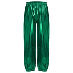 Kids Boys Girls Metallic Harem Pants Jazz Dance Costumes Elastic Waistband Shiny Trousers for Modern Hip Hop Street Dancewear