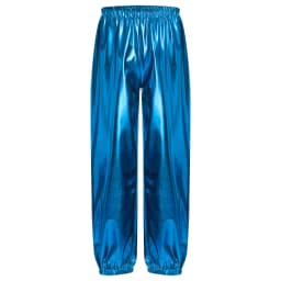 Kids Boys Girls Metallic Harem Pants Jazz Dance Costumes Elastic Waistband Shiny Trousers for Modern Hip Hop Street Dancewear