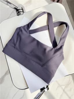 Criss Cross Sports Bra Medium Support Brushed Gym Fitness Workout Push Up Bra with Removable Padding