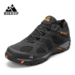 HIKEUP New Arrival Leather Hiking Shoes Wear-resistant Outdoor Sport Men Shoes Lace-Up Mens Climbing Trekking Hunting Sneakers