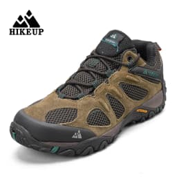 HIKEUP New Arrival Leather Hiking Shoes Wear-resistant Outdoor Sport Men Shoes Lace-Up Mens Climbing Trekking Hunting Sneakers