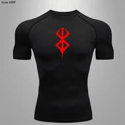Anime Berserk-Summer Short Sleeve T-Shirt Men Compression Shirt Running Quick Dry Gym Jogging Sports Shirts Rashguard Tops