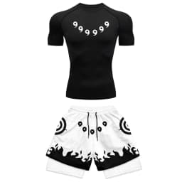 Anime Compression Set Running Sport Fitness Suit for Men Quick Dry Compression Shirt+Gym Shorts 2PCS Workout Summer Sportwear